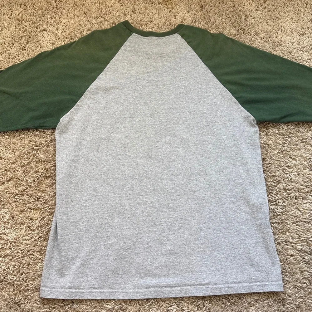 Vintage 2007 Oakland Athletics MLB Raglan Shirt Green Gray Men Large 3/4 Sleeve